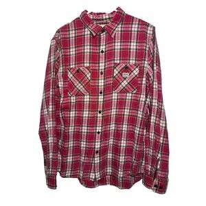 Ralph Lauren Denim & Supply Plaid Button Down Shirt Men Large Pink Long Sleeve